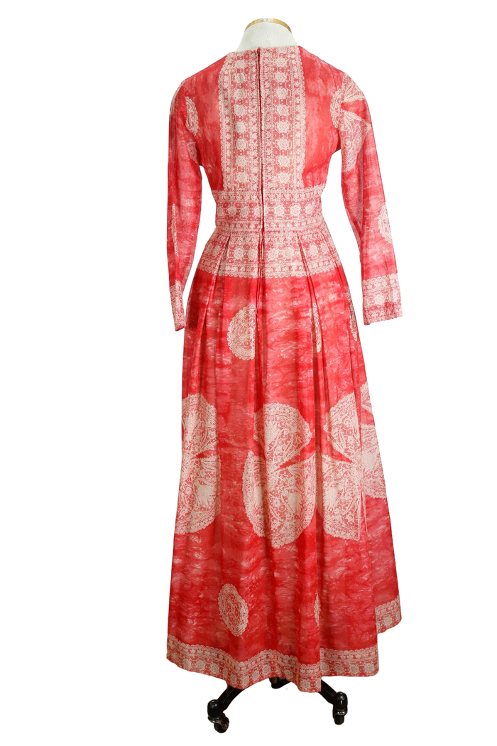 70s Avalon Red Paisley Boho Maxi Dress     w29
