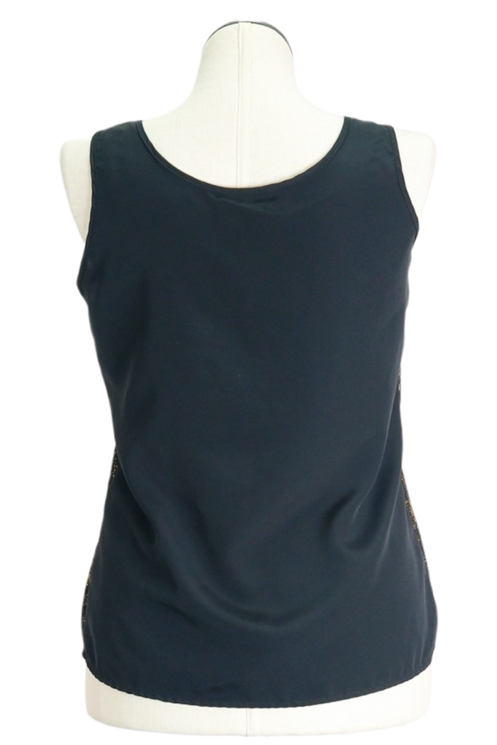 80s Gianna Black & Gold Lace Tank Top    L