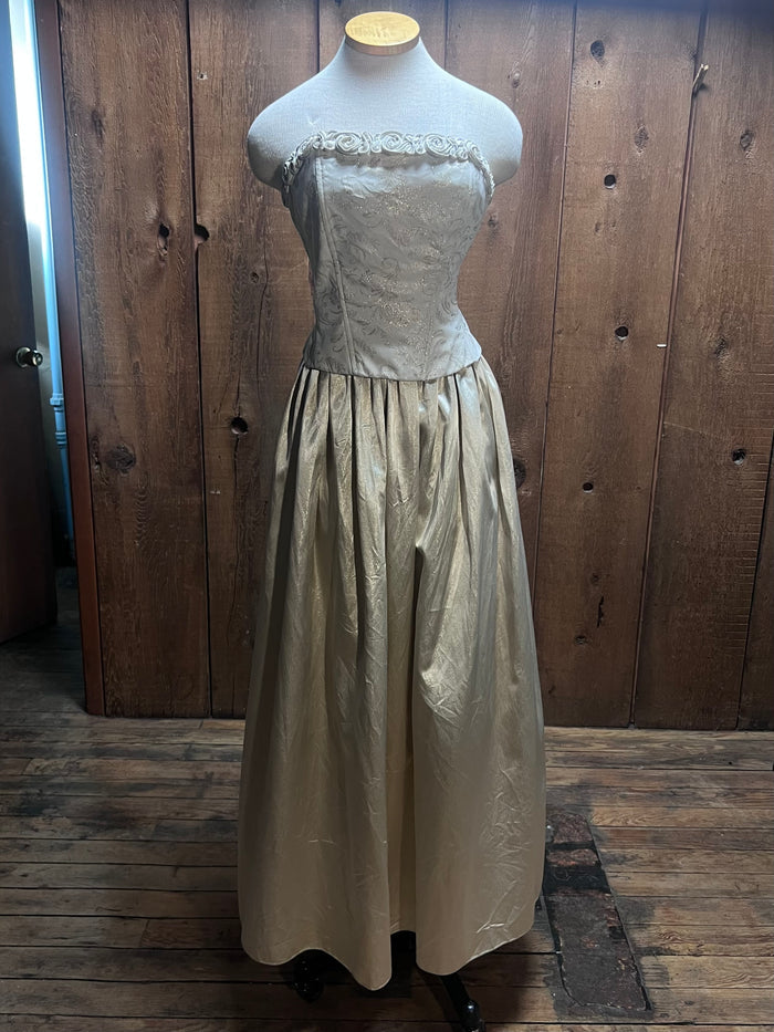 90s BariJay Golden Corset Gown     W28