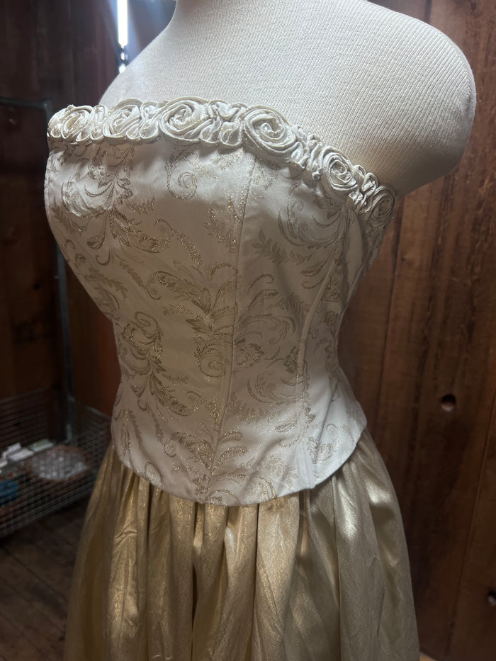 90s BariJay Golden Corset Gown     W28