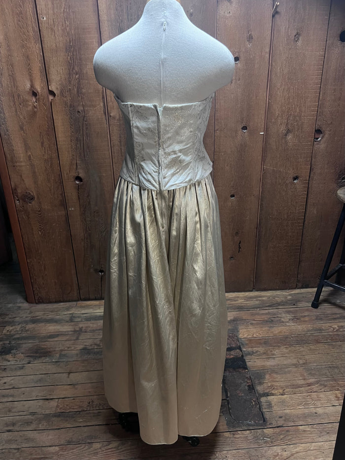 90s BariJay Golden Corset Gown     W28