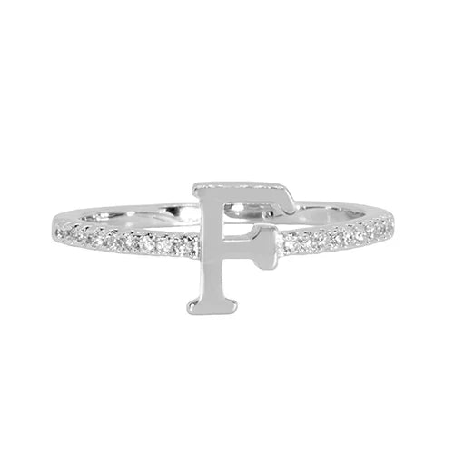 Adjustable Love Letter White Gold Ring | F