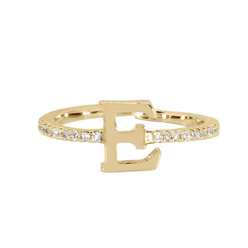 Adjustable Love Letter Yellow Gold Ring | E