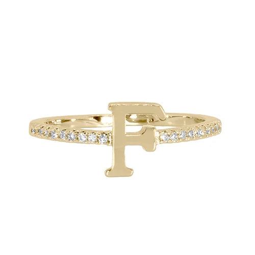 Adjustable Love Letter Yellow Gold Ring | F