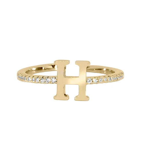 Adjustable Love Letter Yellow Gold Ring | H