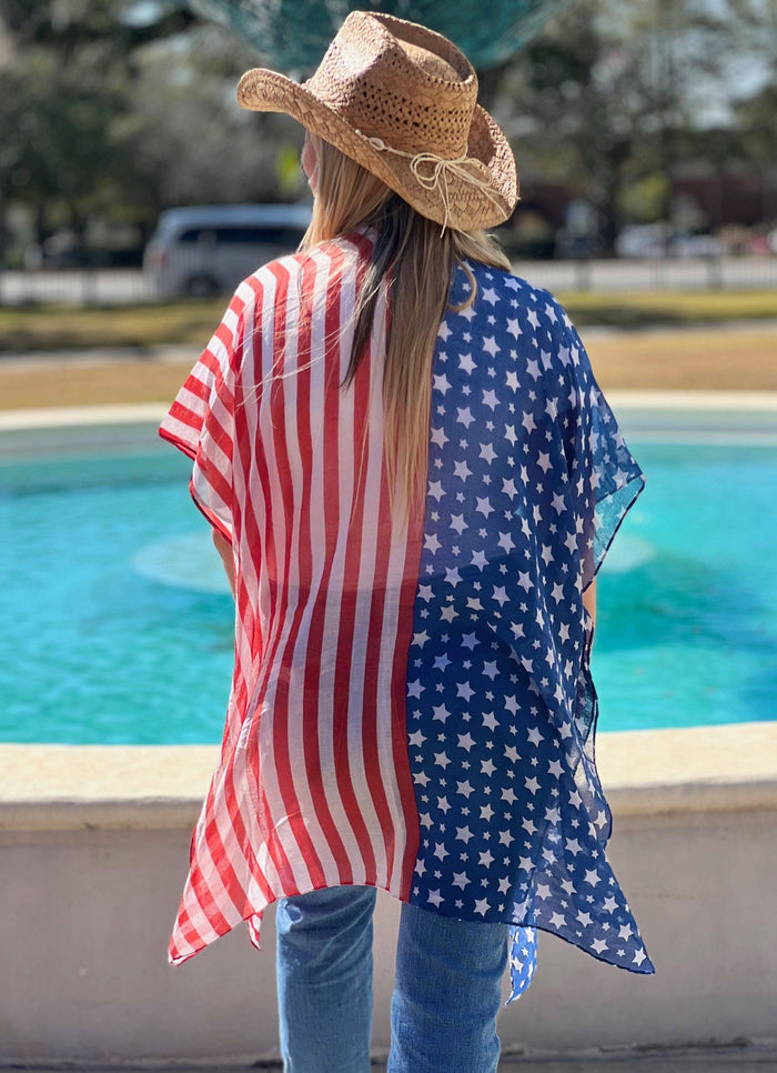 All American Flag Kimono RED