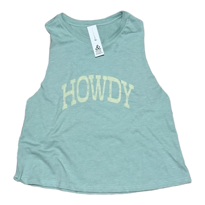 and Howdy Tank Dusty Blue on white background