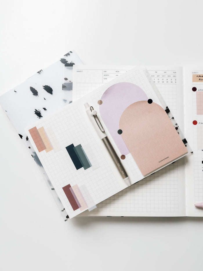 Arched Sticky Notes shown in a notebook | Cloth & Paper