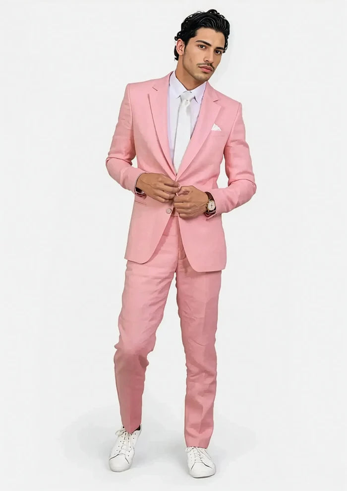 Astor Salmon Linen Suit - SARTORO
