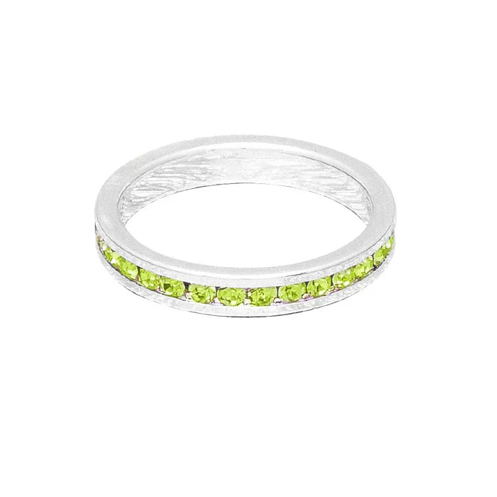 August (Peridot) White Gold Ring | Size 5