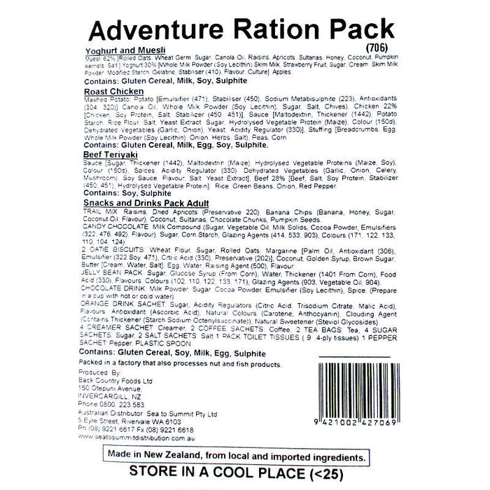 Back Country Cuisine - Adventure Ration Pack - Back Country - MRE