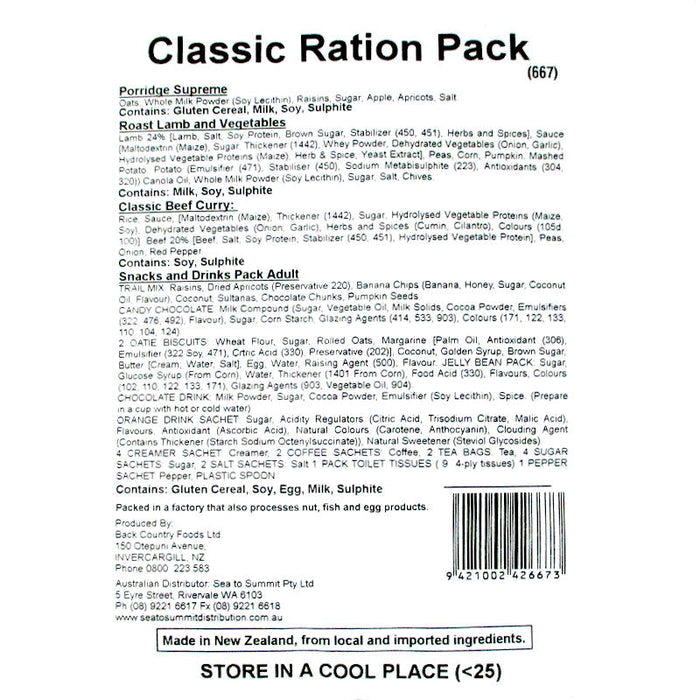 Back Country Cuisine - Classic Ration Pack - Back Country - MRE