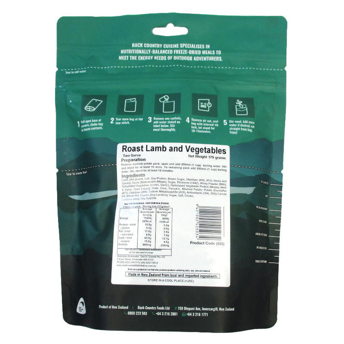 Back Country Cuisine - Roast Lamb & Vegetables - Back Country - MRE