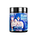 Black supplement jar with a blue label showing detailed nutritional facts and usage instructions on the back.