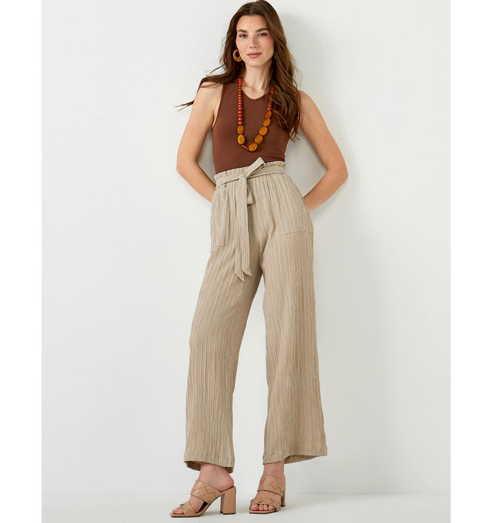 Belted Cabana Crinkle Pant