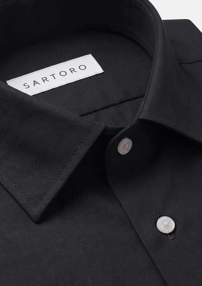 Black Cotton Broadcloth Shirt - SARTORO
