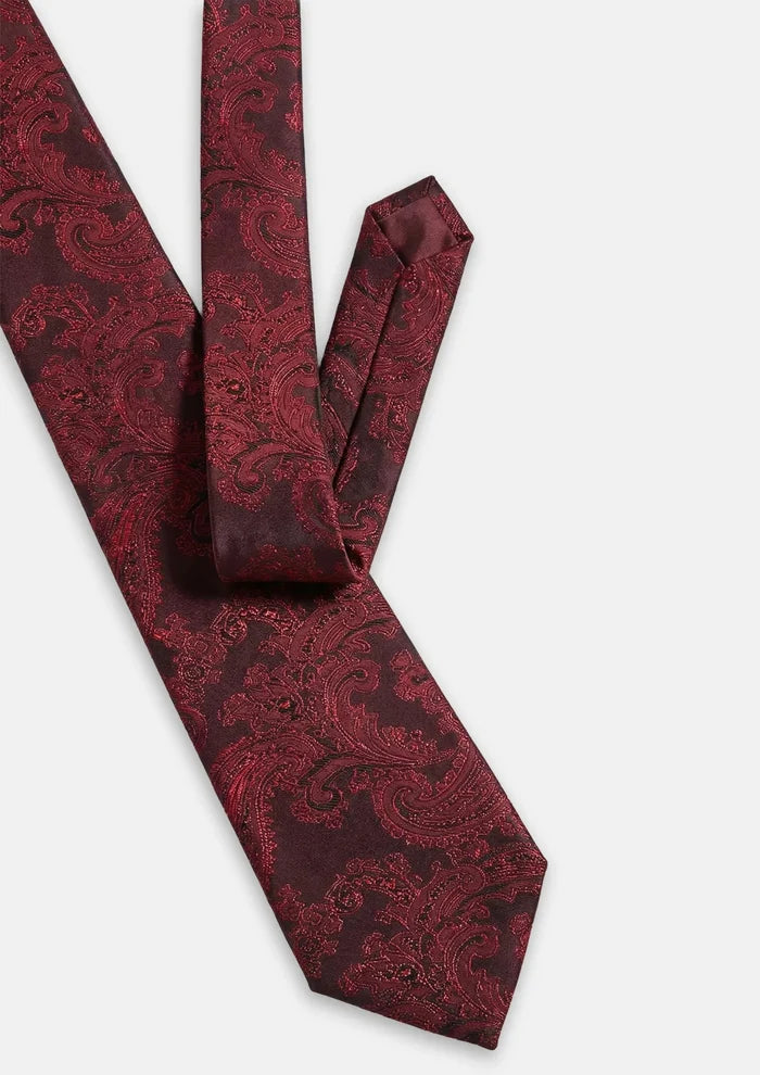 Black & Red Large Paisley Floral Tie - SARTORO