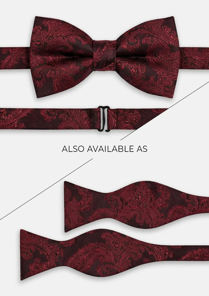 Black & Red Large Paisley Floral Tie - SARTORO