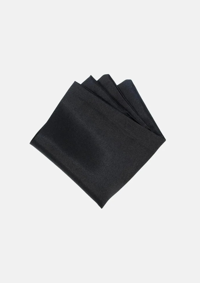 Silk Satin Black Pocket Square - SARTORO