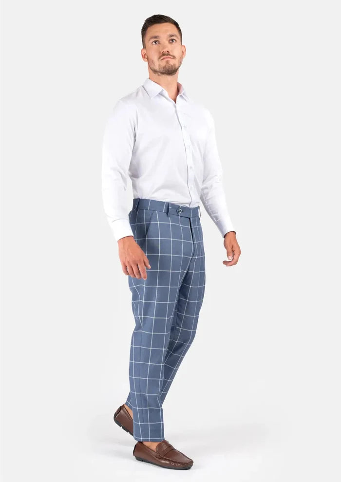 Blue Windowpane Pants - SARTORO