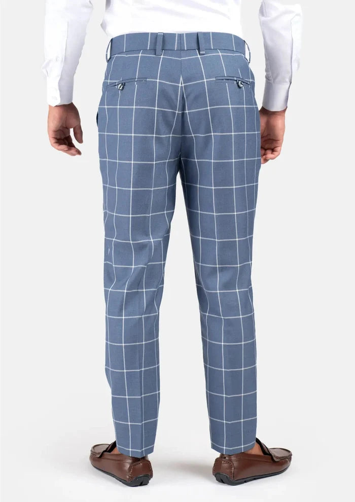 Blue Windowpane Pants - SARTORO