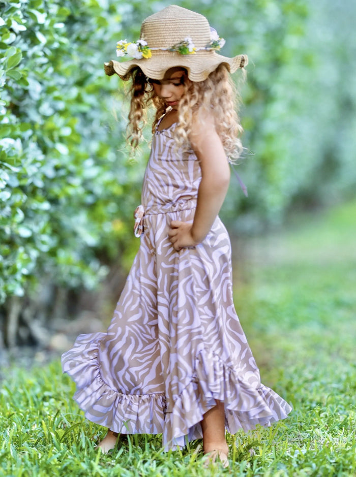 Girls Spring Outfits | Halter Top Drawstring Ruffled Palazzo Jumpsuit