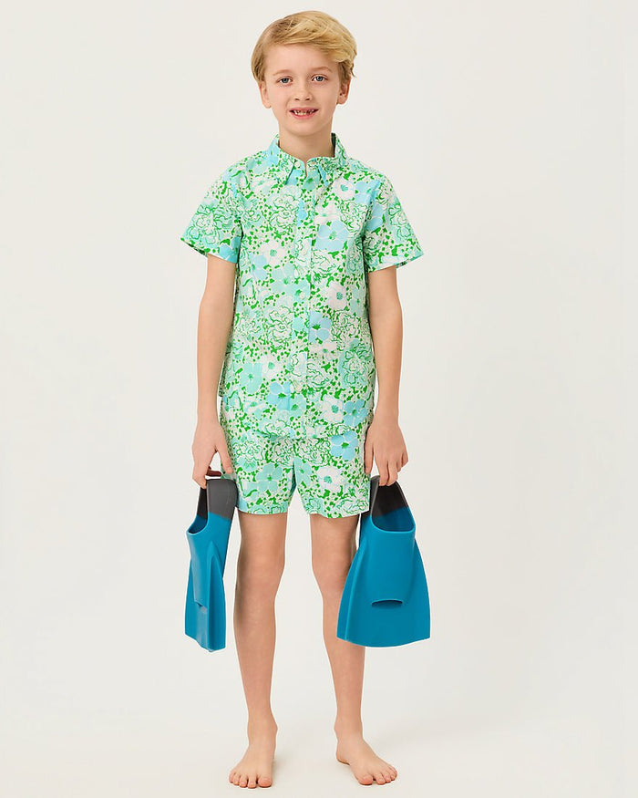 Lilly Pulitzer - Boys Lavin Button Down Top - Mint Condition Burst Of Joy
