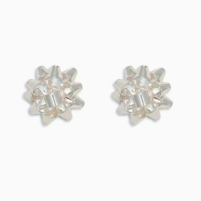 Bright Silver Bow Earrings