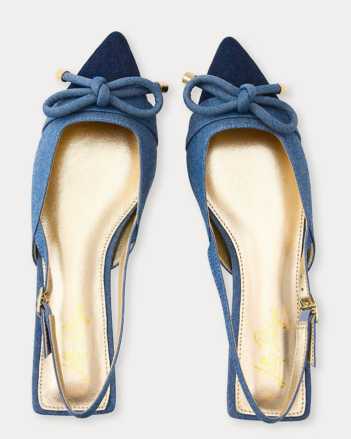 Lilly Pulitzer - Brit Denim Bow Slingback - Light Wash