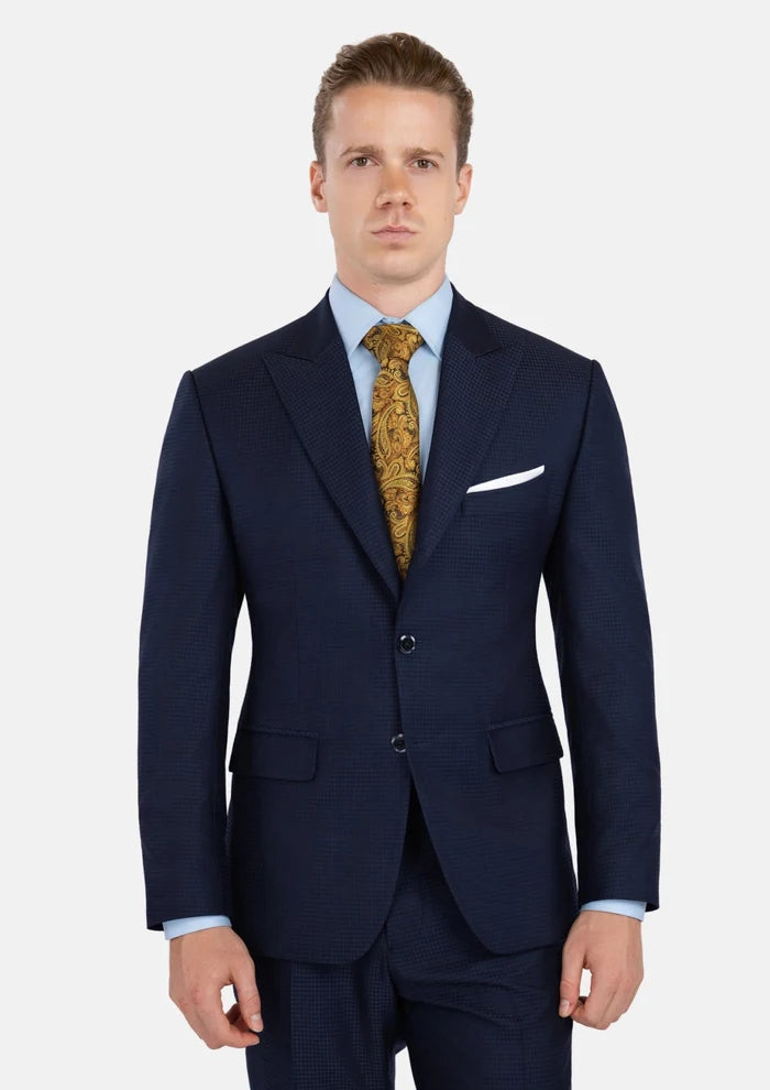 Broadway Navy Microcheck Suit - SARTORO