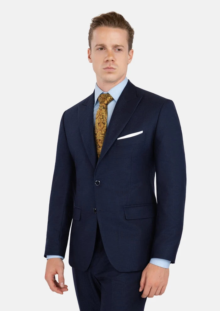 Broadway Navy Microcheck Suit - SARTORO
