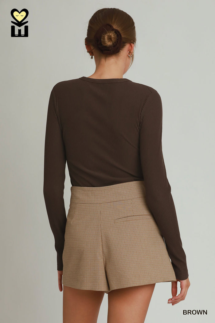 Brushed Rib Long Sleeve Knit Top | 2 Colors Available