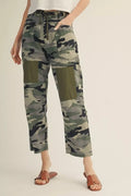 Camo Barrel Pants with Solid Patch