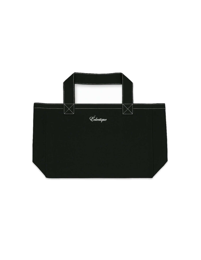 front flat lay of scarab green canvas tote bag Éclectique