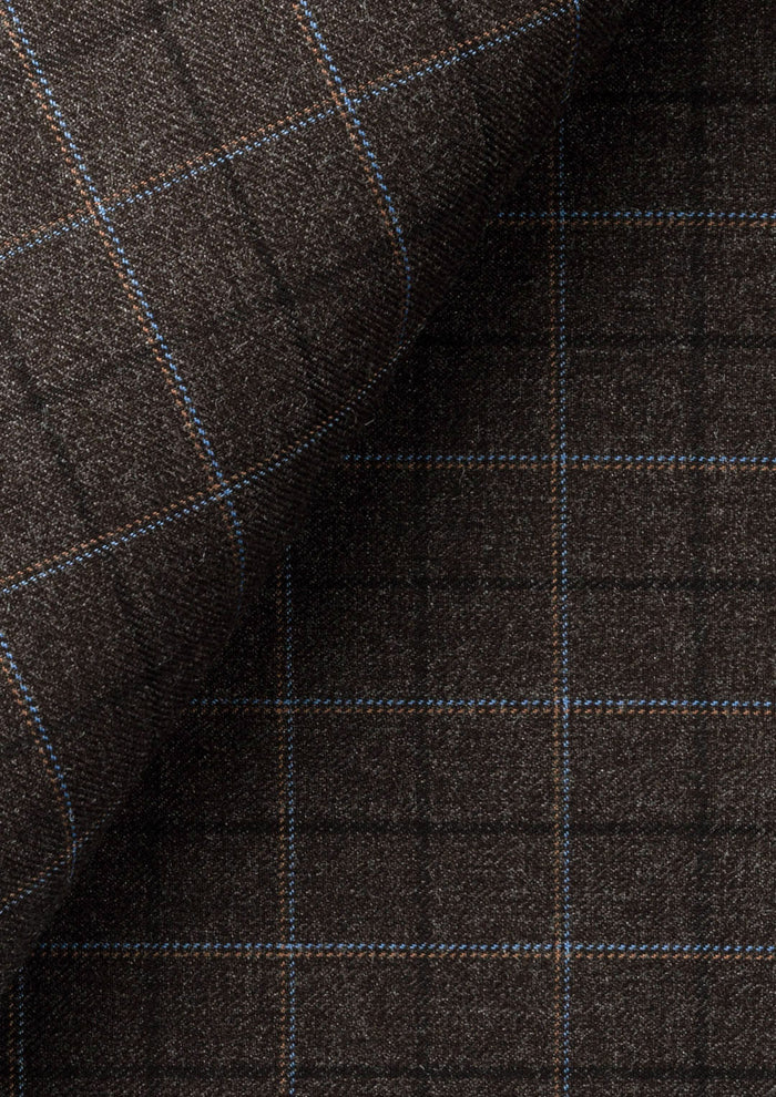 Cedar Brown Flannel Windowpane Pants - SARTORO