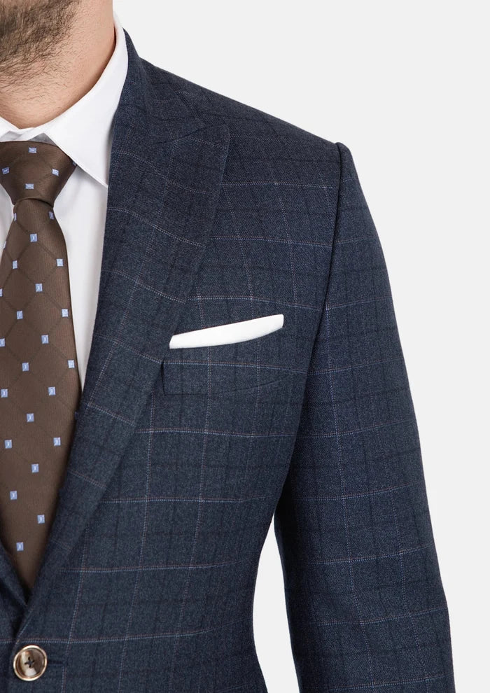 Bryant Charcoal Blue Check Flannel Jacket - SARTORO