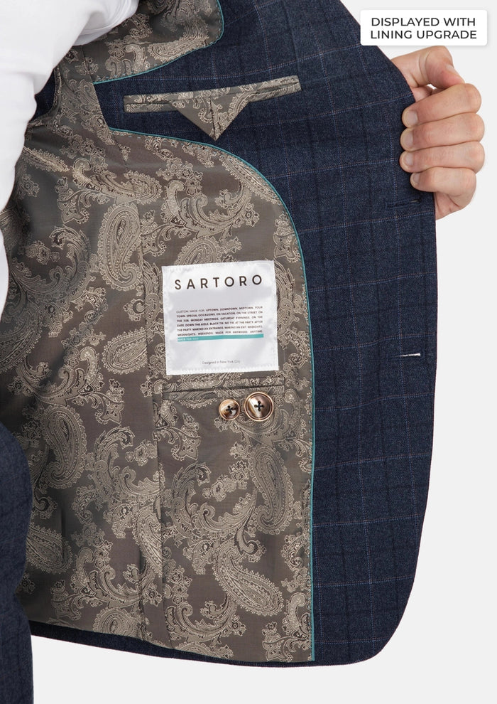 Bryant Charcoal Blue Check Flannel Suit - SARTORO