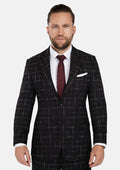 Astor Charcoal Flannel Windowpane Suit - SARTORO
