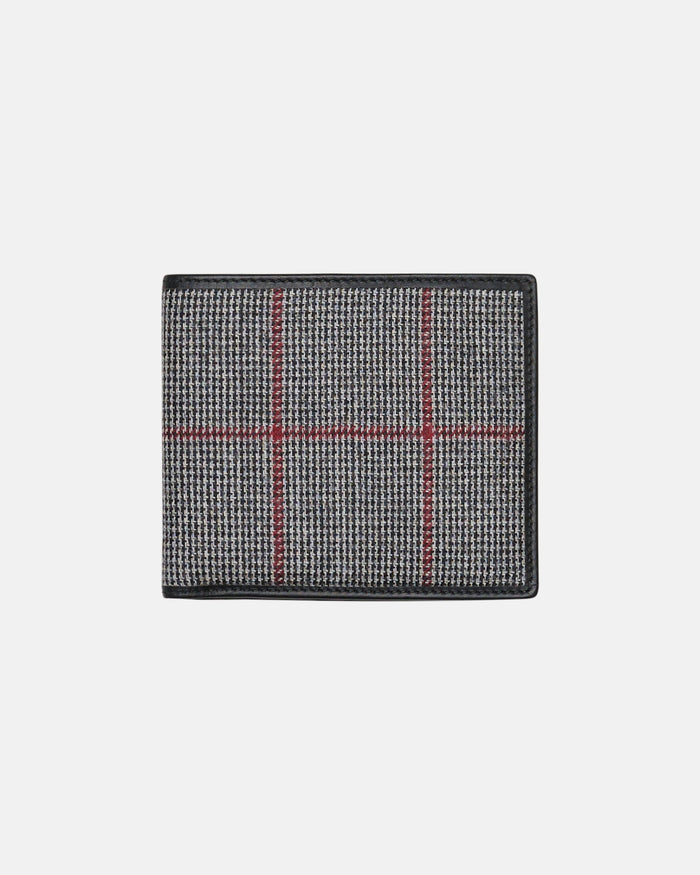 Checked Flannel And Leather Billfold Wallet Black