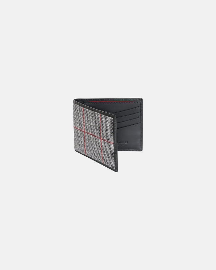 Checked Flannel And Leather Billfold Wallet Black