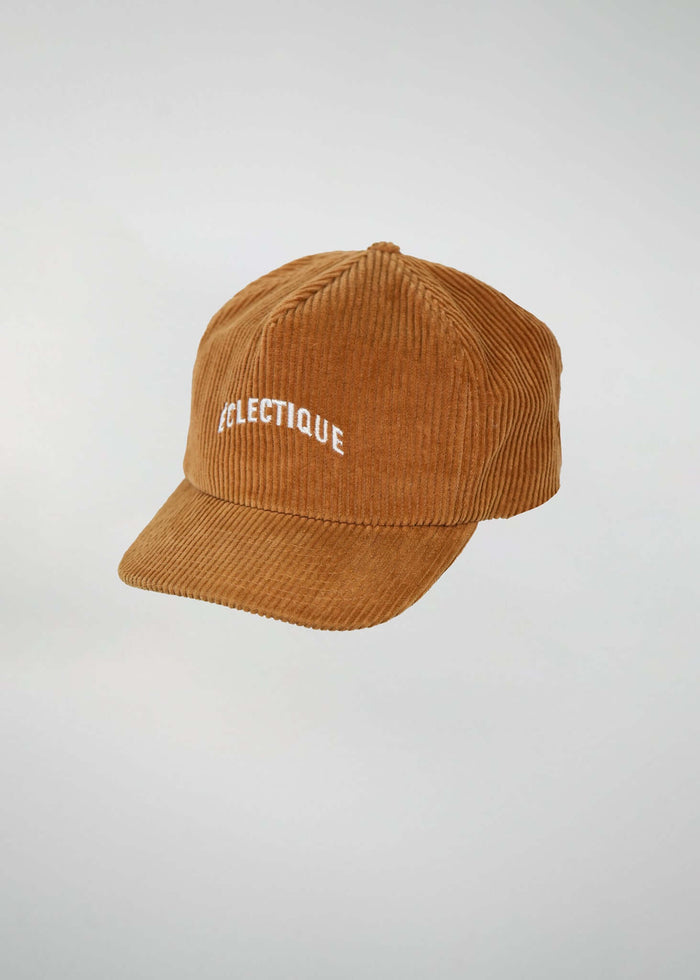 corduroy snapback hat in amber ash side angle
