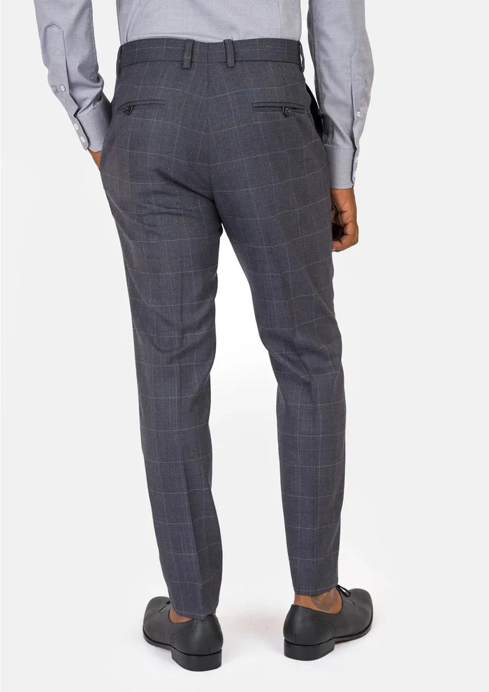 Dark Grey Windowpane Pants - SARTORO