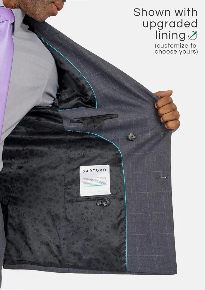 Waverly Dark Grey Windowpane Suit - SARTORO