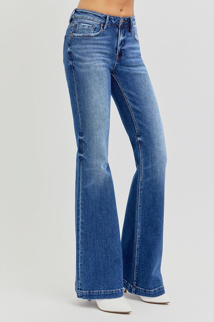 Dark Low Rise Flare Jeans