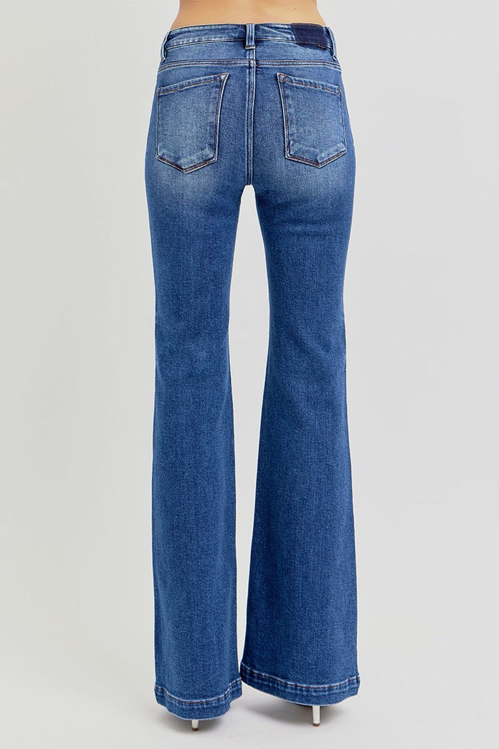 Dark Low Rise Flare Jeans