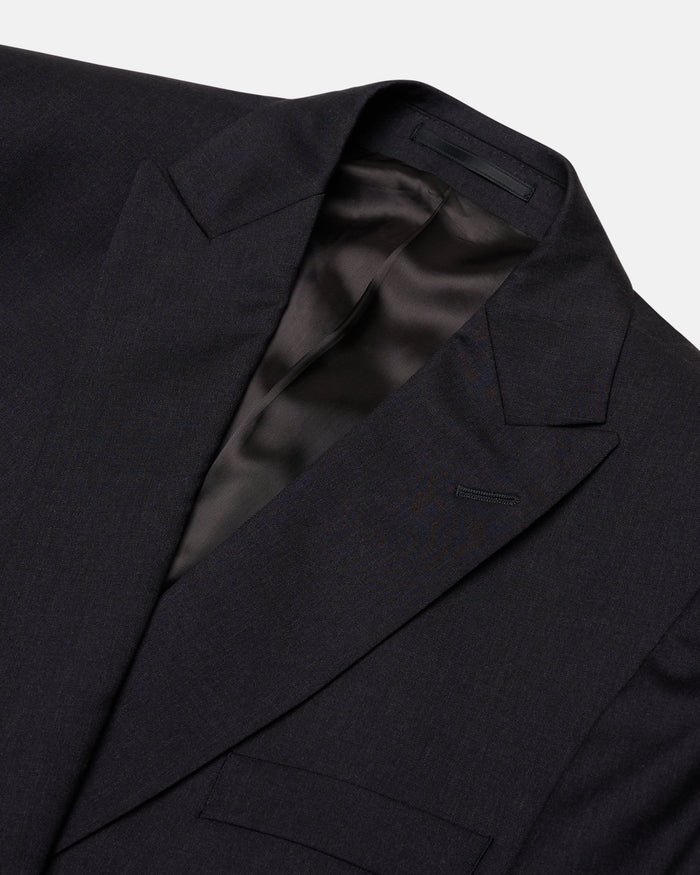 Darren Double Breasted Wool Blazer Charcoal