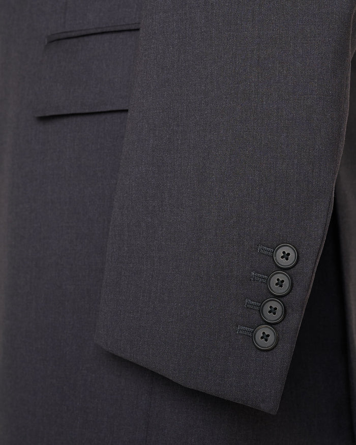 Darren Double Breasted Wool Blazer Charcoal
