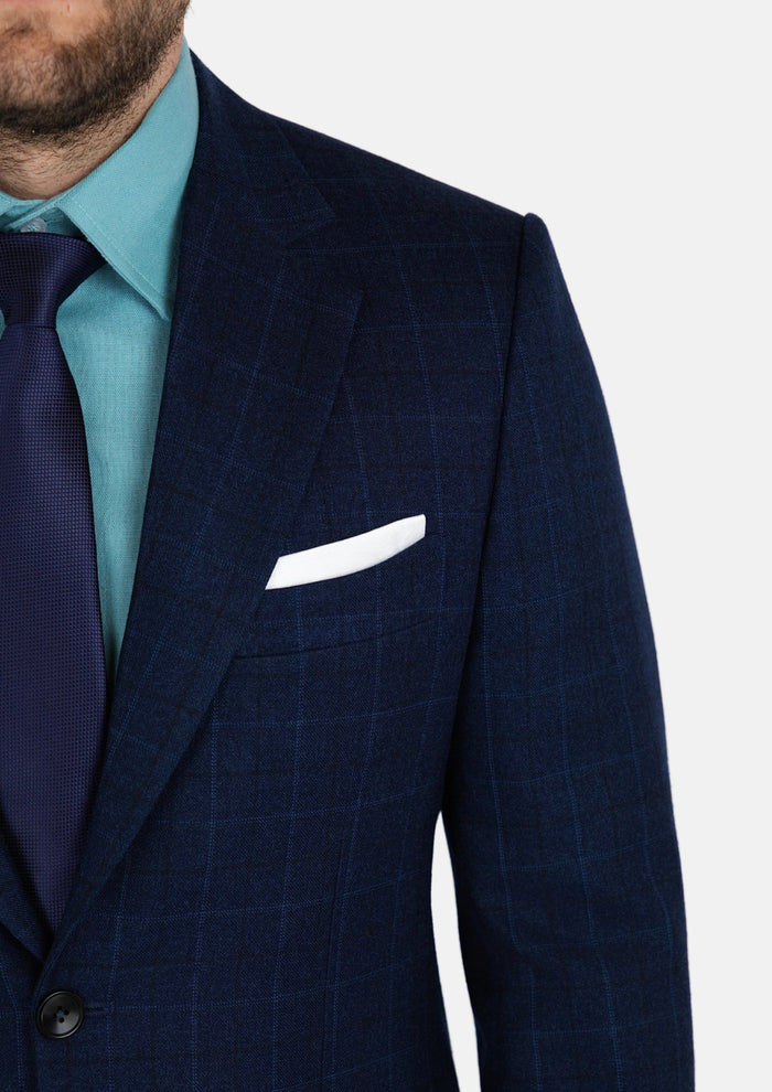 Astor Deep Blue Flannel Windowpane Suit - SARTORO