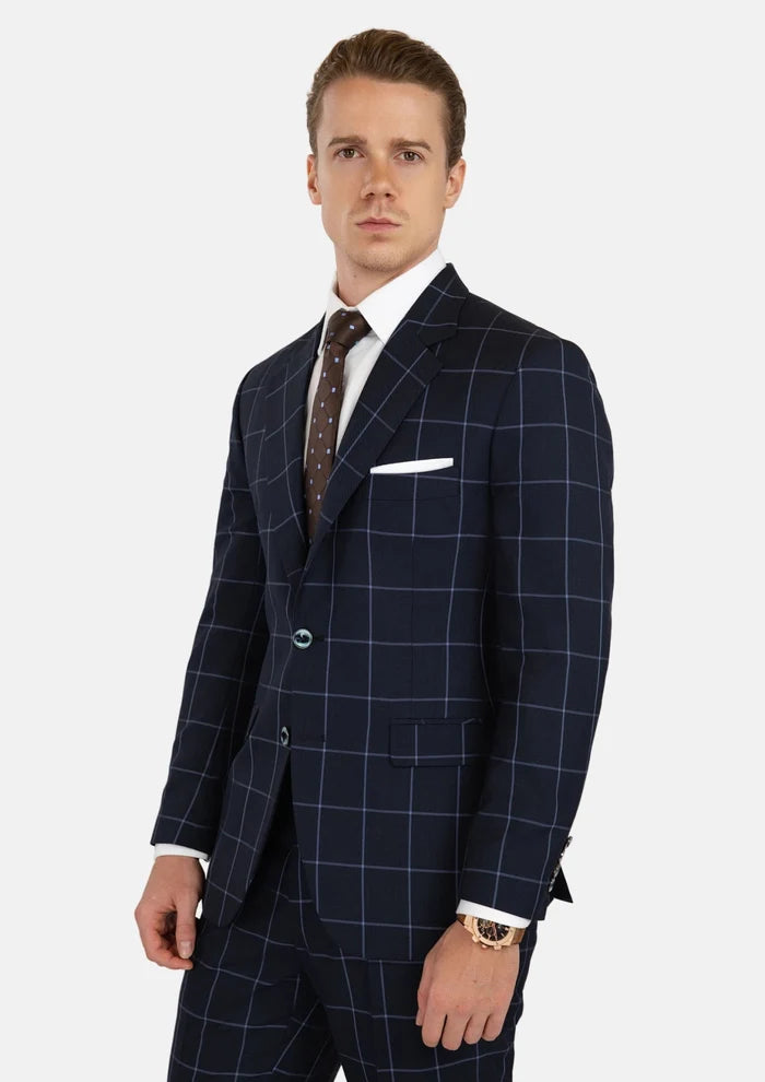 Prince Deep Navy Windowpane Suit - SARTORO