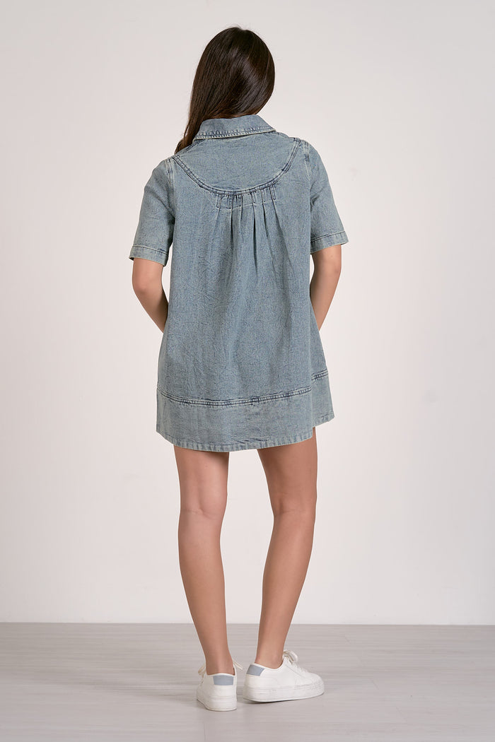 Denim Wash Collared Dress